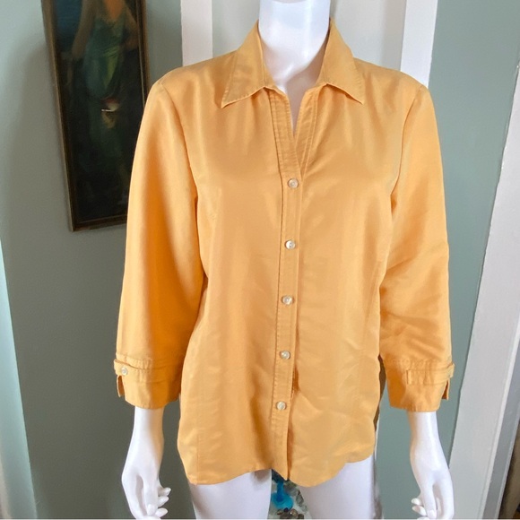 First Issue Tops - First Issue Liz Claiborne Mustard Button-Down Shirt Work Office Large L Collared